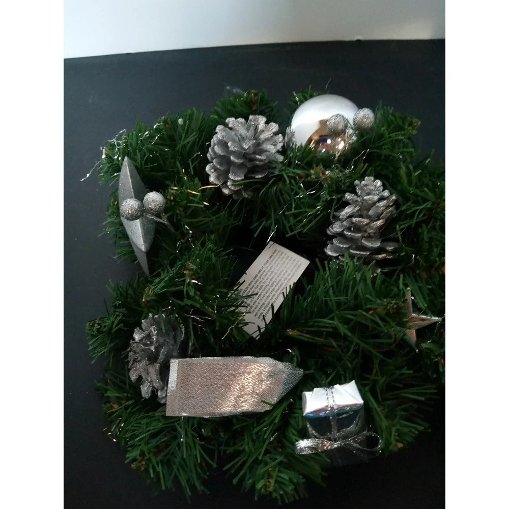 Xmas candle centerpieces Pinecones, bulbs, ornaments Centerpiece Candle Ring 10